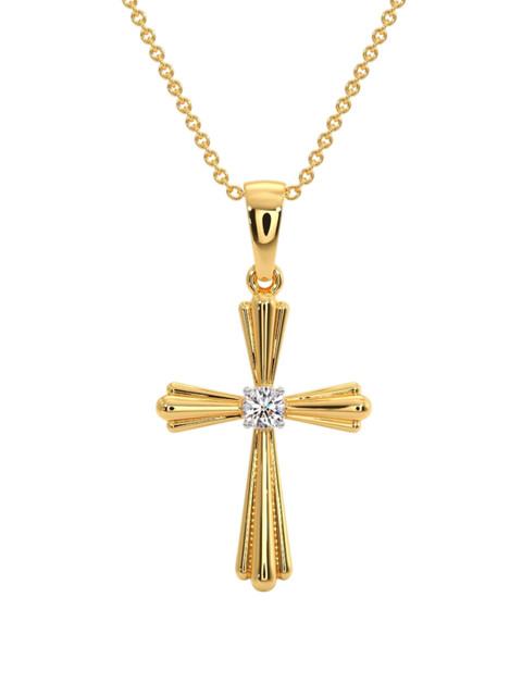 CANDERE A KALYAN JEWELLERS COMPANY Women 14KT Gold Eliot Cross Pendant Diamond -0.98g