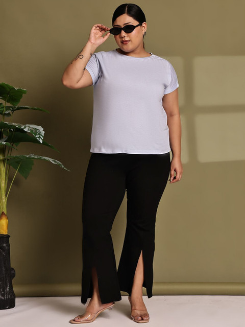 Rute Women Plus Size Solid Round Neck Cotton T-shirt - Image 5