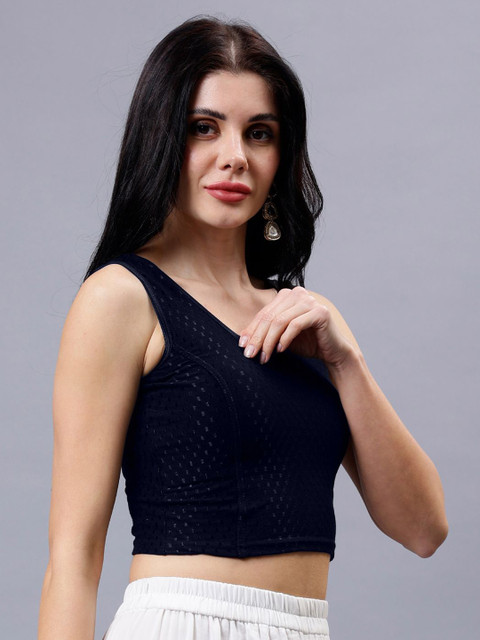 Plus Size Women Woven Design Sleeveless Saree Blouse - Image 2