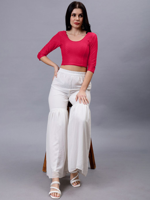 Plus Size Woven-Designed Saree Blouse - Image 4