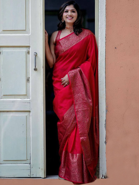 Moda Rapido Ethnic Motifs Zari Silk Blend Handloom Banarasi Saree