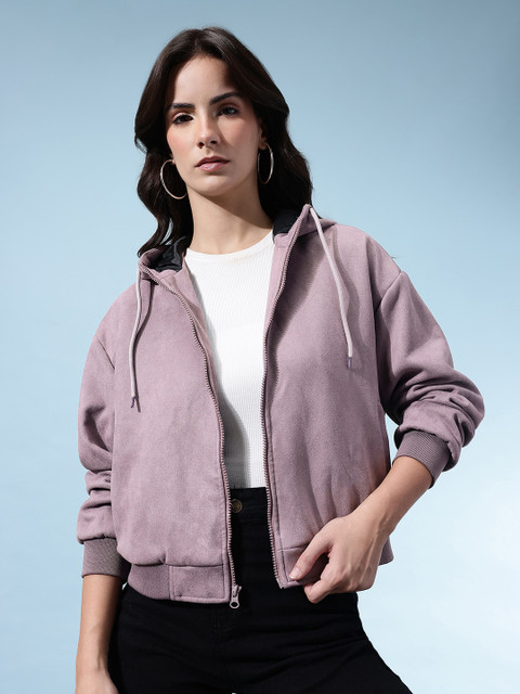 glitchez Suede Finish Hooded Tailored Jacket