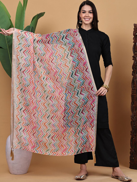 LOOM LEGACY Geometric Block Printed Dupatta