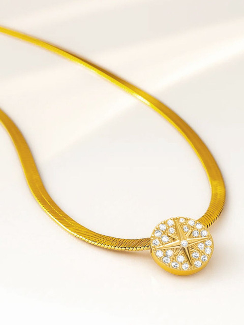 Rubans Voguish 22K Gold-Plated Cubic Zirconia Studded Minimal Chain