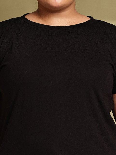 A AND K Women Plus Size Solid Round Neck Cotton T-shirt - Image 2
