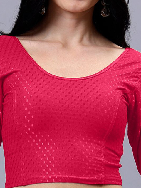 Plus Size Woven-Designed Saree Blouse - Image 5