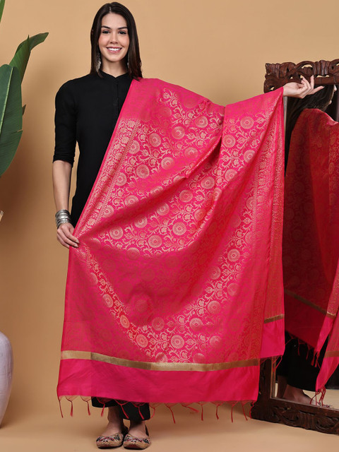 LOOM LEGACY Ethnic Motifs Woven Design Dupatta With Zari