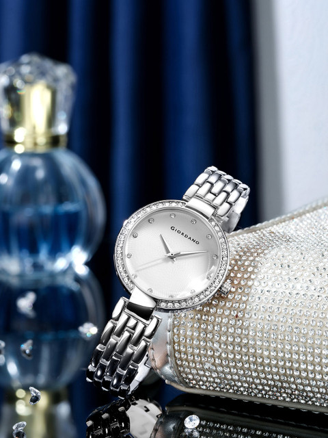 GIORDANO Women Embellished Dial & Stainless Steel Bracelet Style Straps Analogue Watch GD-2141-11