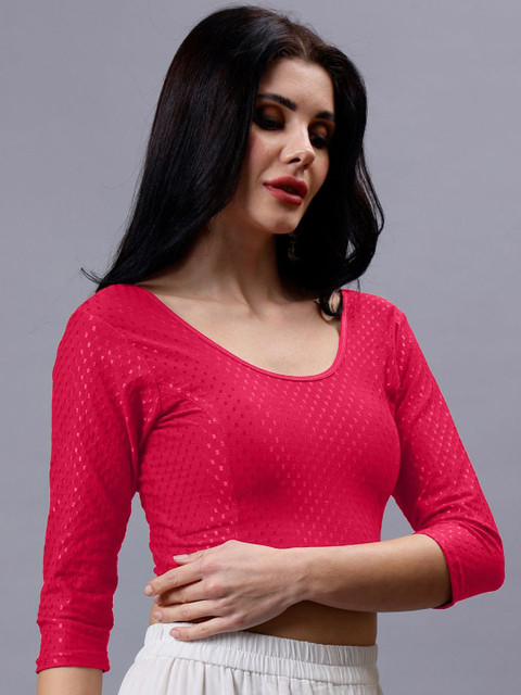 Plus Size Woven-Designed Saree Blouse - Image 2