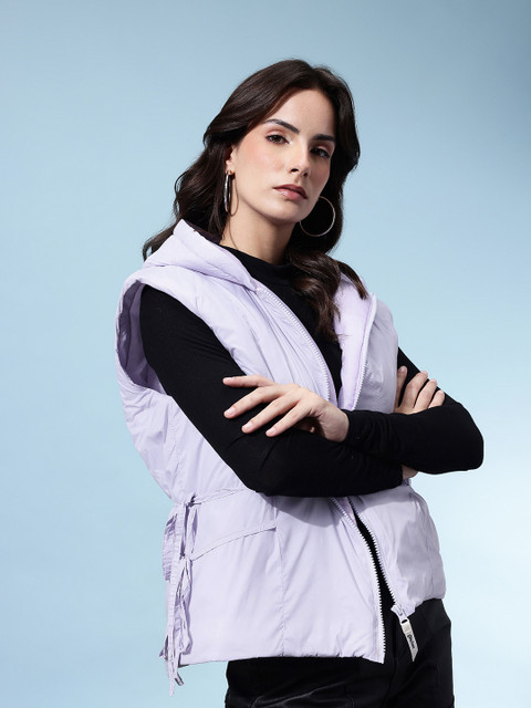 glitchez Relaxed Nylon Puffer Jacket With Tie Up Details