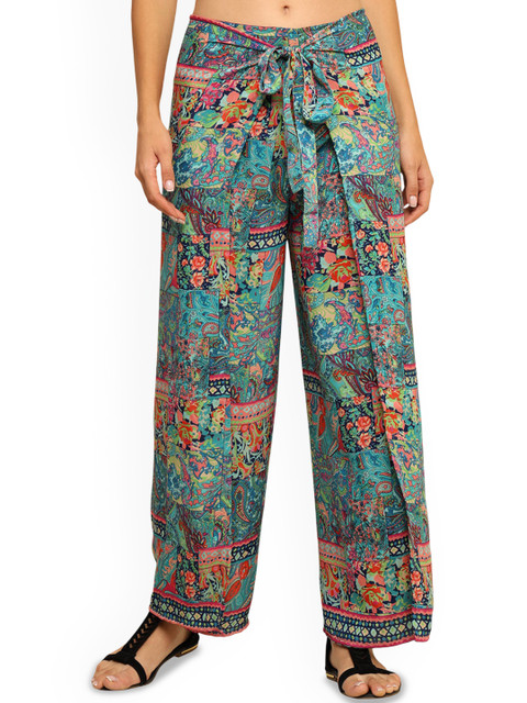 GALE GIRLS Women Ethnic Motifs Printed Comfort Convertible Pleated Trousers