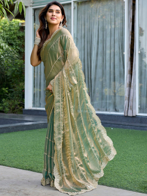 all about you Embellished Pure Chiffon Jimmy-choo Saree - Image 3