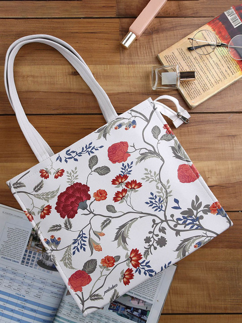 PENTADECO Unisex Floral Printed Leather Lunch bags Travel Accessory