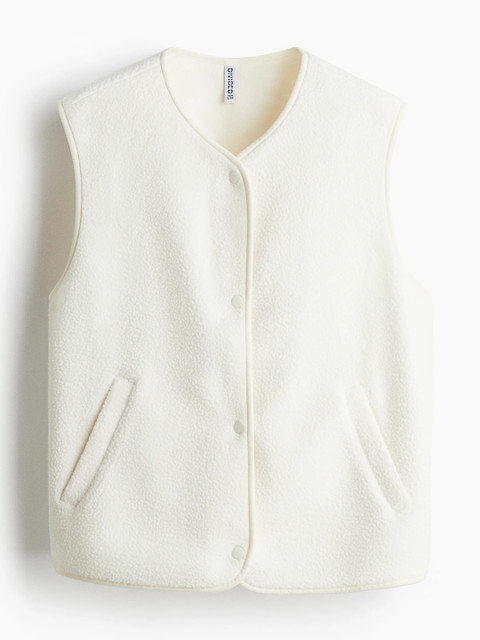 H&M Women White Teddy Gilet