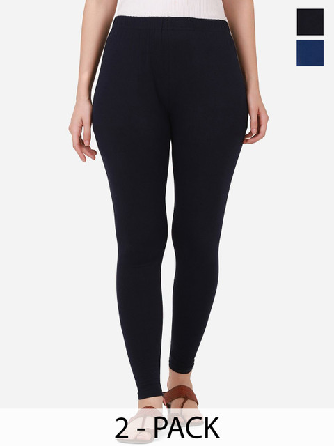 VANSIRI Pack Of 2 Pure Cotton Slim-Fit Ankle-Length Leggings