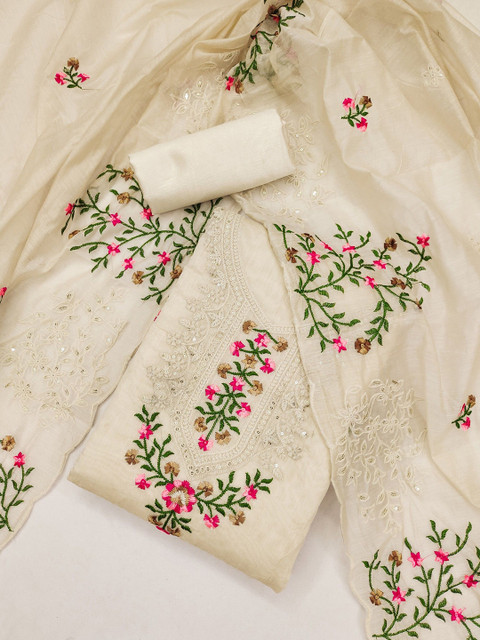 Nayanthara Trends Floral Embroidered Thread Work Unstitched Dress Material