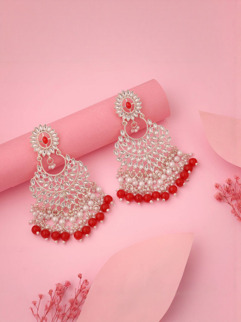 Anouk Gold-Plated Brass Artificial Beads Kundan Drop Earrings