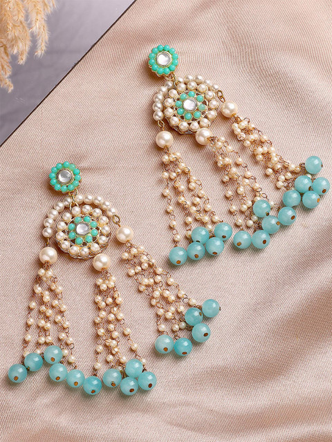 KARATCART Kundan Beaded Drop Earrings