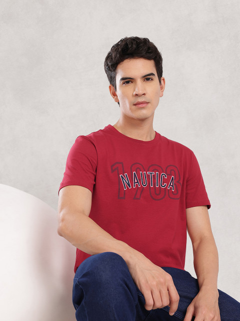 Nautica Brand Logo Printed Applique T-shirt
