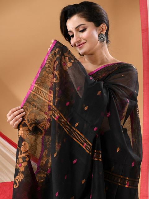 DESH BIDESH Women Ethnic Motifs Woven Design Saree with Blouse Piece