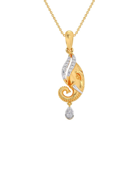 CANDERE A KALYAN JEWELLERS COMPANY Women 14KT Gold Shree Ganesha Pendant Diamond -1.62 g