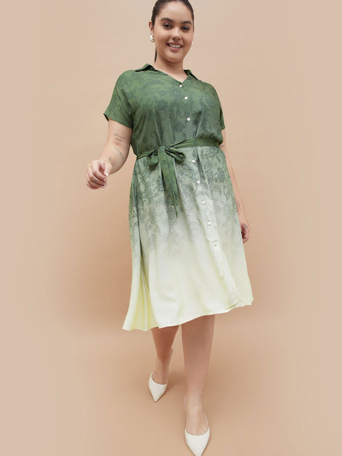 Nexus by Lifestyle Women Printed Shirt Collar Plus Size Shirt Dress