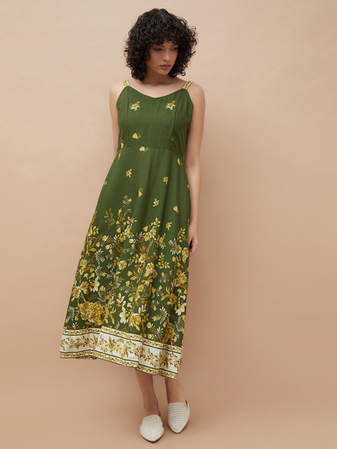 Colour Me by Melange Women Floral Printed A-Line Midi Dress