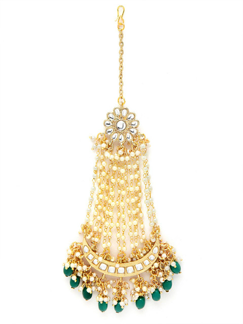 KARATCART Women Gold-Plated Kundan Studded Passa Head Jewellery - Image 4