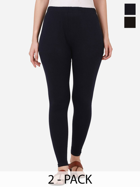 VANSIRI Pack Of 2 Pure Cotton Slim-Fit Ankle-Length Leggings