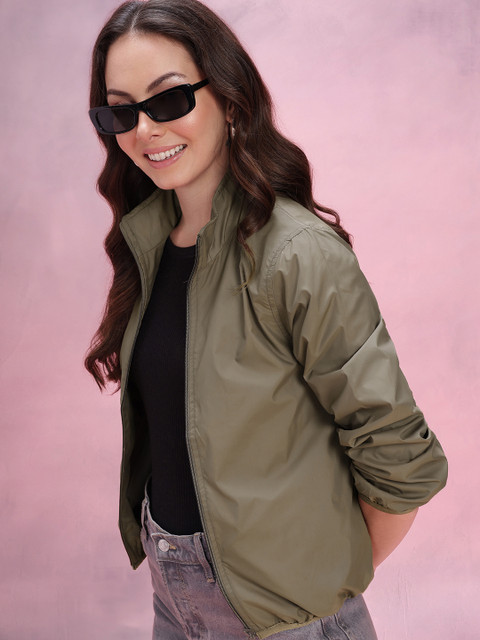 DressBerry Mock Collar Bomber Jacket