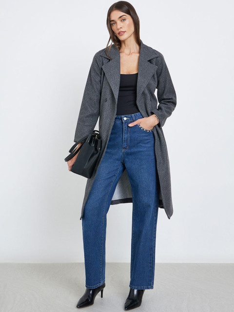 Styli Women Notched Lapel Full Sleeves Double Breasted Trench Coat