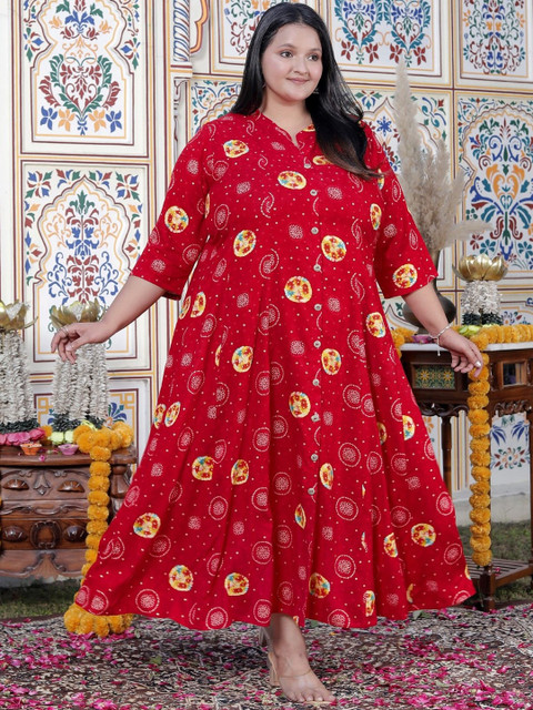 KALINI Plus Size Floral Printed A-Line Maxi Dress