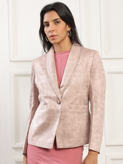 Globus Shawl Collar Long Sleeves Self Design 2 Pockets Blazer