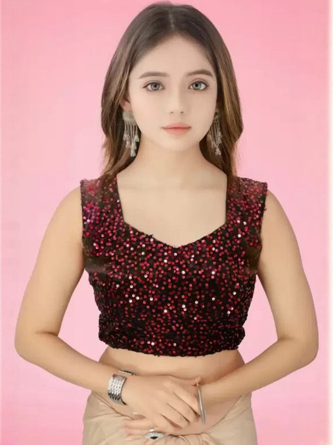 fashion field Sequinned Saree With Blouse Piece - Image 5