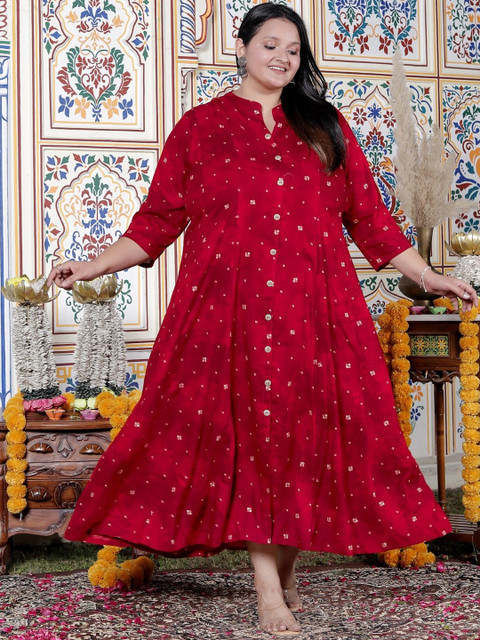 Swasti Women Print Cotton Fit & Flare Flared Maxi Dress