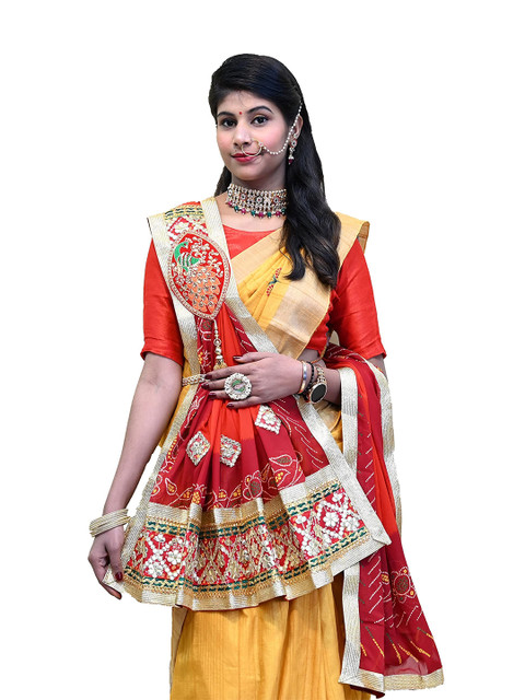 Ranisatiya creation Bandhani Printed Gotta Patti Dupatta