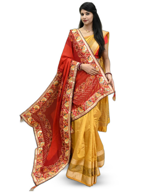 Ranisatiya creation Bandhani Printed Gotta Patti Dupatta