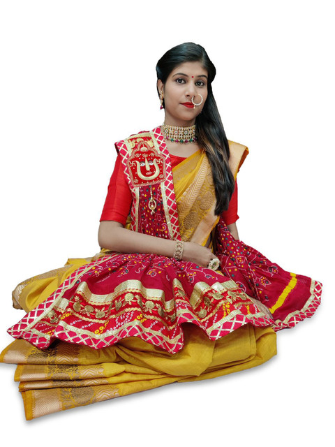 Ranisatiya creation Bandhani Printed Gotta Patti Pure Cotton Dupatta