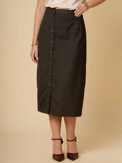 Chemistry Women Striped Mid Rise Midi Skirts