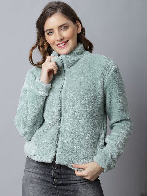 CORSICA Women Solid Long Sleeves Faux Fur Jacket