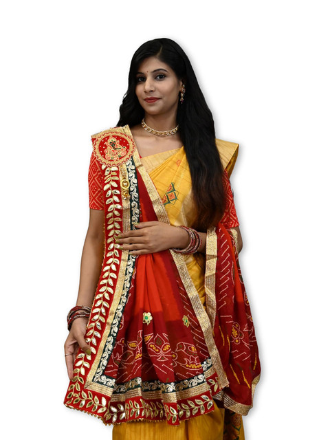 Ranisatiya creation Bandhani Printed Gotta Patti Dupatta