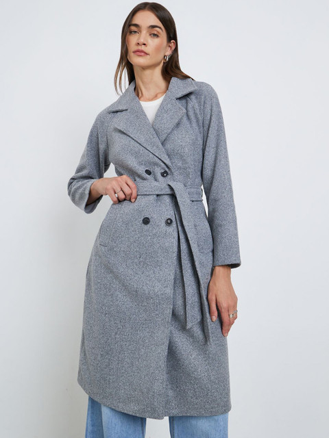 Styli Women Notched Lapel Full Sleeves Double Breasted Trench Coat