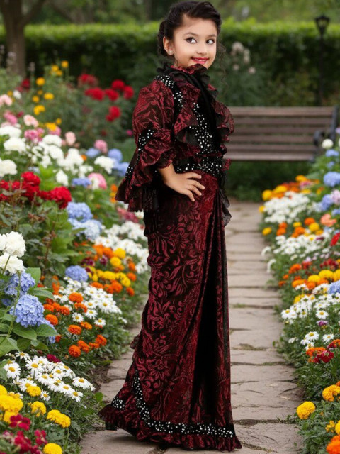 fashion field Girls Embellished Sequinned Ready to Wear Saree - Image 4