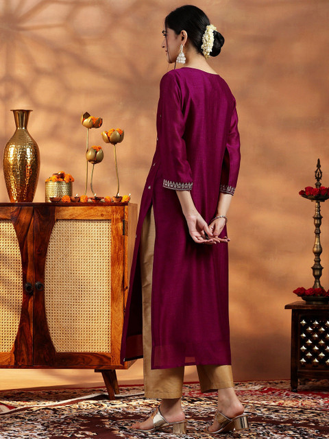 Libas Women Floral Embroidered Zari Kurta - Image 5