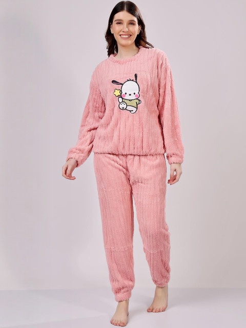 Stem Rope Graphic Printed Long Sleeves Top With Pyjamas