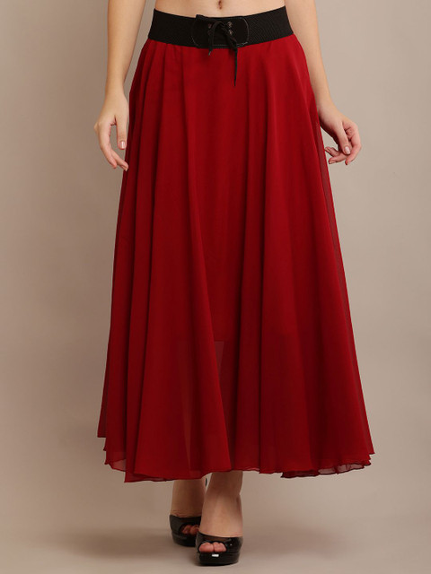 RC NEOEN Women Flared Mid Rise Midi Skirts