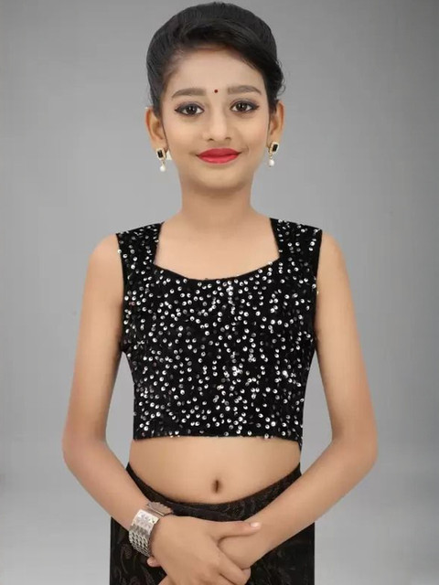 fashion field Girls Embellished Sequinned Ready to Wear Saree - Image 5