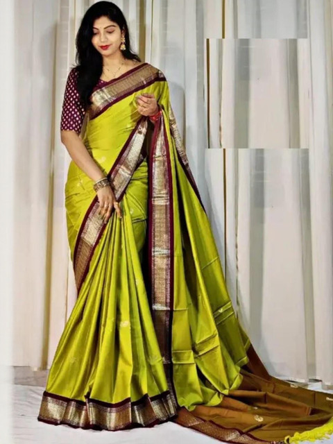 A S CREATION Solid Zari Paithani Saree