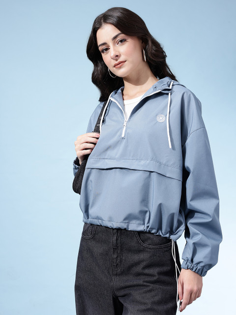 glitchez Hooded Oversized Windcheater Jacket