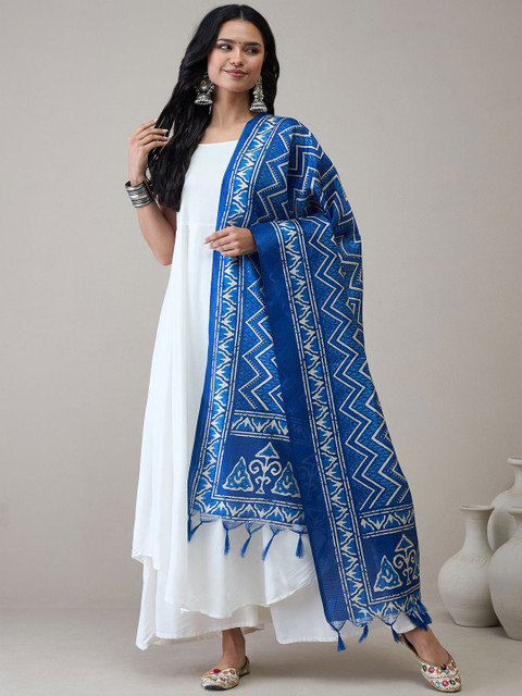 InWeave Ethnic Motifs Printed Tasselled Dupatta - Image 5